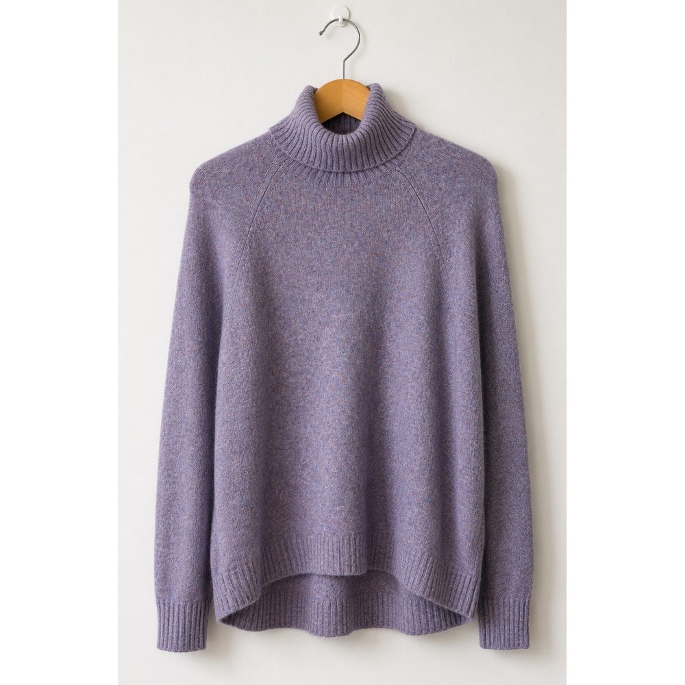 J Crew Turtleneck Sweater Women Medium Purple Alpaca Wool Blend Knit Preppy